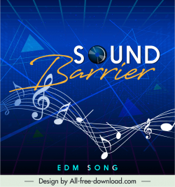 music album picture sound barrier banner template modern dynamic music notes geometric decor