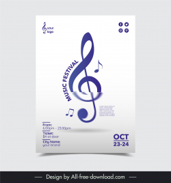 music event poster template flat bright minimalist design