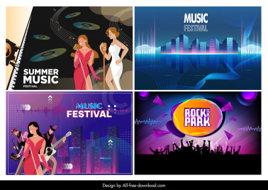 music festival background templates modern dynamic cartoon