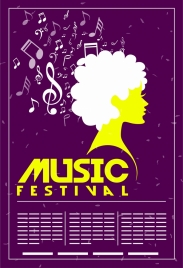 music festival banner flying notes and woman silhouette