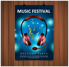 music festival poster illustration with blue background
