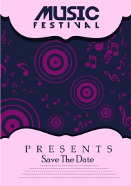 music festival poster violet symbol elements design