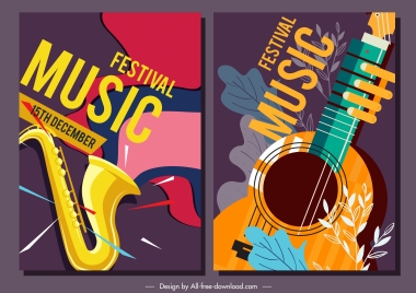 music festival posters trumpet guitar sketch classical design