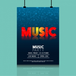 music party leaflet reflection text notes icons