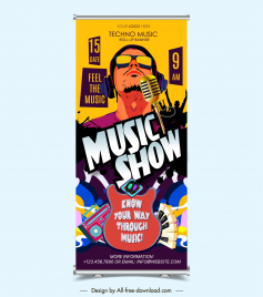 music show roll up banner template singer audience instruments decor