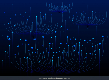 music wave background template abstract lines spots flowers