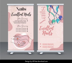 nail salon roll up banner templates  classic leaves vertical design