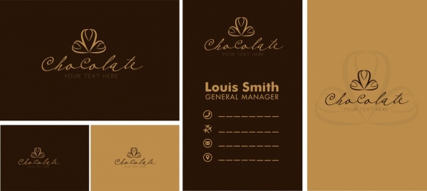 name card template chocolate icons logo dark design