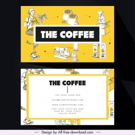name card template coffee theme colored classical design