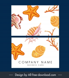 name card template marine elements decor bright colorful