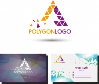 name card template polygonal logo and background decor