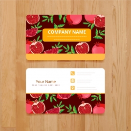 name card template pomegranate icons decoration repeating design