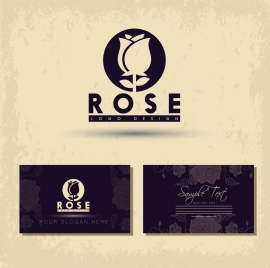 name card template rose icon logo design