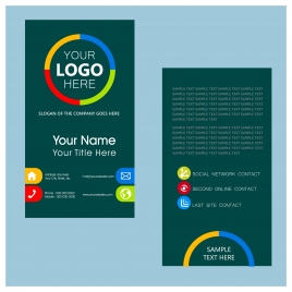name card template with dark color vertical design