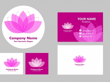 name card templates violet lotus icon decoration
