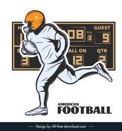 national football league poster  running footballer sketch