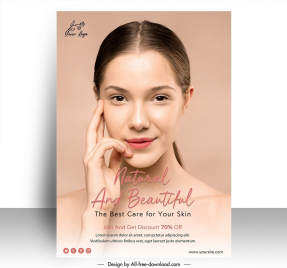 natural and beauty poster template elegant modern lady face