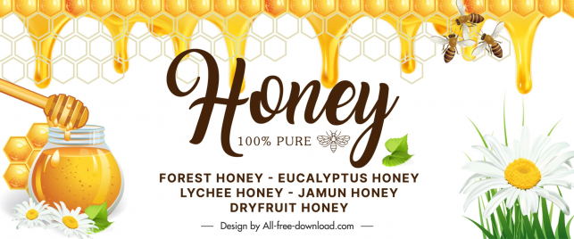 natural honey banner template bright elegant dynamic