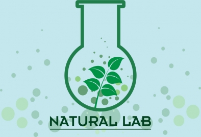 natural lab background green glass bottle leaf design