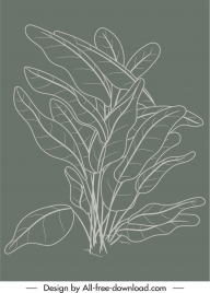 natural leaves painting dark classical handdrawn outline