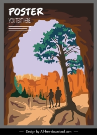 nature adventure poster mountain scene sketch classic design
