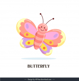 nature design elements cute cartoon butterfly