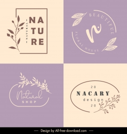 nature logo templates bright classic handdrawn plants decor