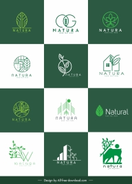 nature logo templates flat green leaf sketch