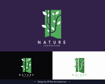 nature logotype leaves tree sketch flat vertical design