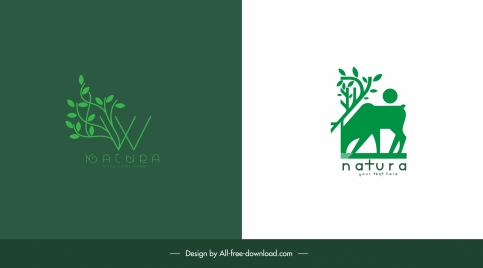 nature logotypes tree cattle sketch flat green design