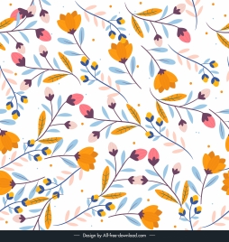nature pattern flat colorful classical petals leaves decor