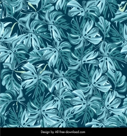 nature pattern luxuriant blue leaves decor