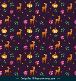 nature pattern template repeating pumpkin deer grapes sketch
