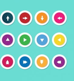 navigation buttons collection colorful round flat design