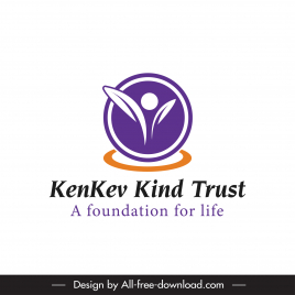 neutral logo kenkev kind trust ngo slogan template purple circle curve human leaf emblem sketch