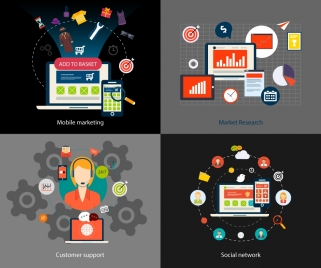 new marketing concepts illustration with computing icons