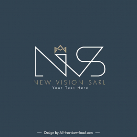 new vision sarl logo template elegant contrast flat stylized texts sketch