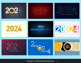 new year 2024 templates collection flat texts number elegance
