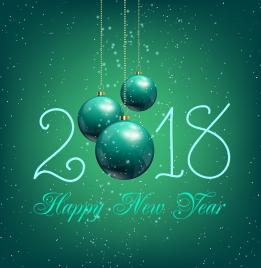 new year poster shiny green baubles texts decor