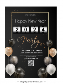 new year poster template elegant contrast balloon