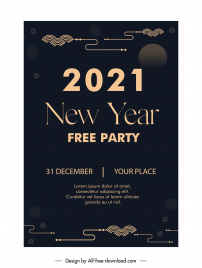 new year poster template flat dark clouds sun lines