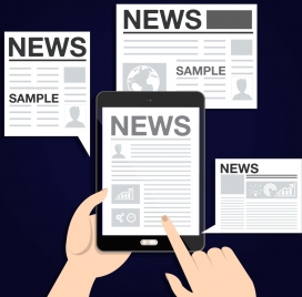 news design elements newspaper tablet icons