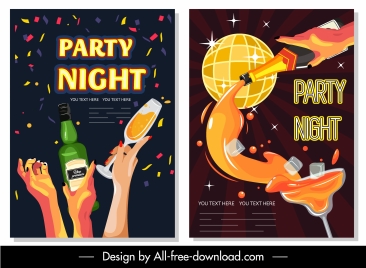 night party posters colorful eventful dynamic design