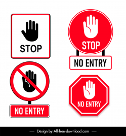 no entry road sign templates geometric shapes hand