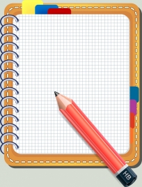 notebook background colored 3d design pencil icon decor