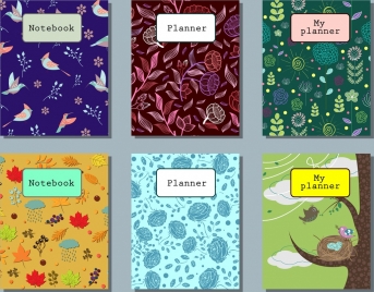notebook cover templates nature themes colorful decoration