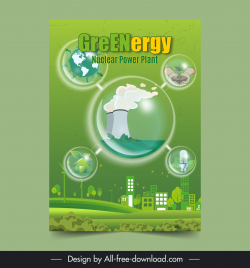 nuclear power energy poster template elegant green design