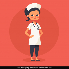 nurse profession design elements cute cartoon character