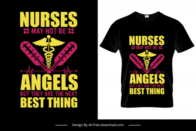 nurses may not be angels but they are the next best thing quotation tshirt template symmetric flat medical symbols sketch