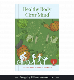 nutrition book cover template dynamic vegetable activities silhouette